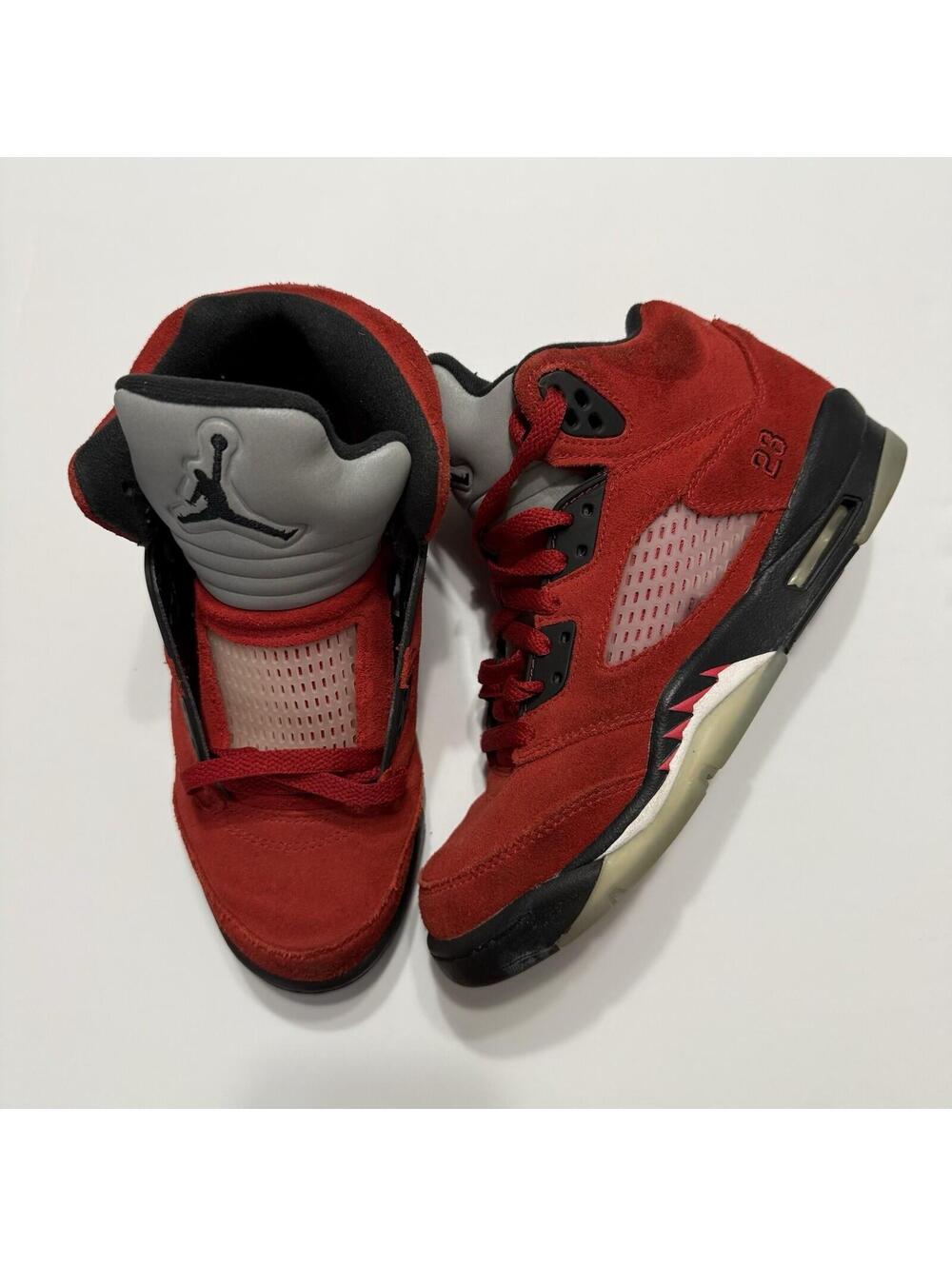 Nike Air Jordan 5 Retro Raging Bull Red Suede GS Shoes 440888-600 Size 6 - Picture 2 of 8
